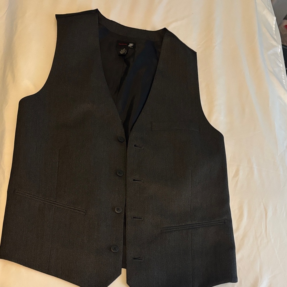 JF Ferrar Men's Black Dress Vest - Classic Formal Waistcoat Size M